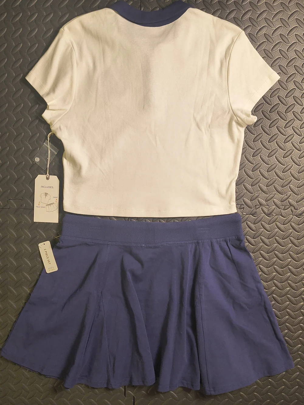 April Kiss Navy White 2 Piece Tennis Polo Skirt Set XL NWT Pickleball Preppy